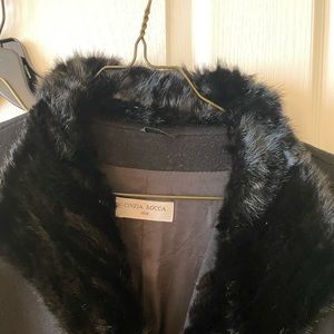 Black mink collar below the knee coat